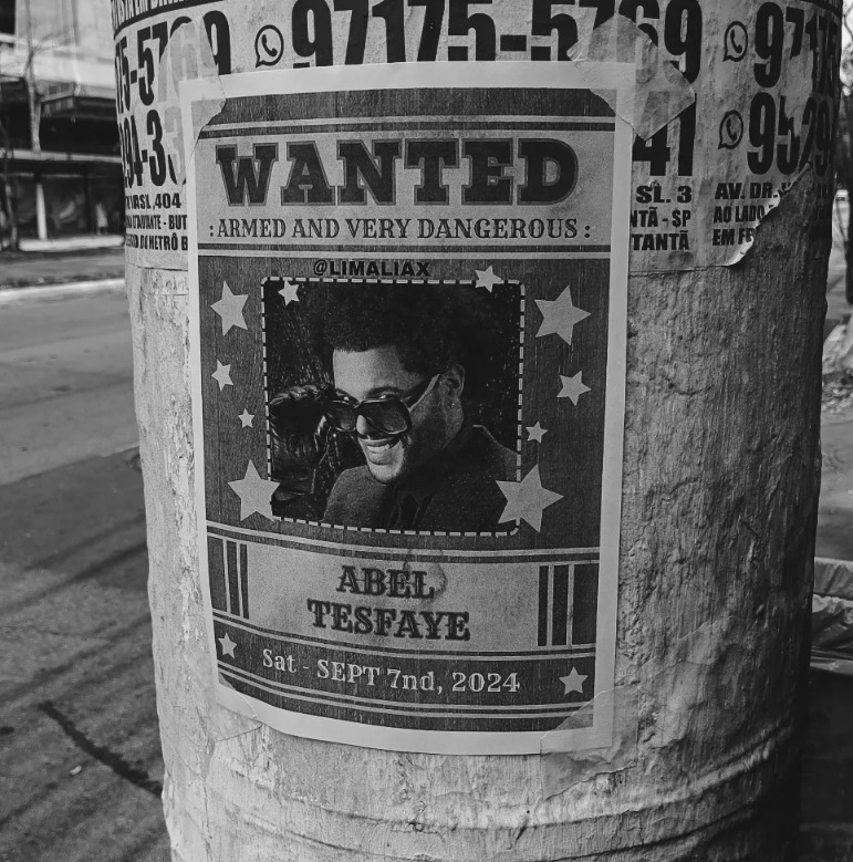 Cartaz Wanted de Abel Tesfaye, 7 de setembro de 2024
